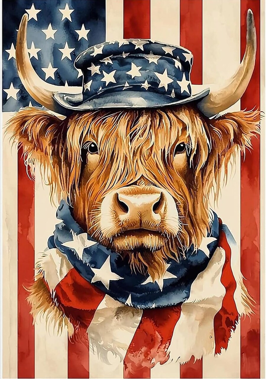 4th of July Diamond Painting Kits for Adults, Cow 5D Diamond Art Kits